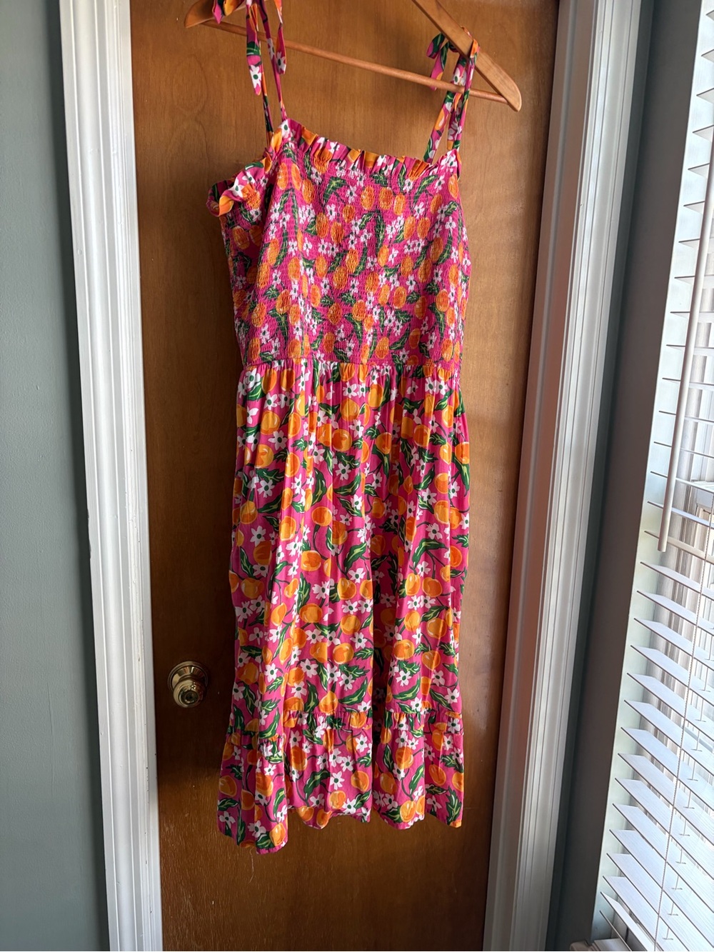 Draper James Pink Orange Floral Midi Dress